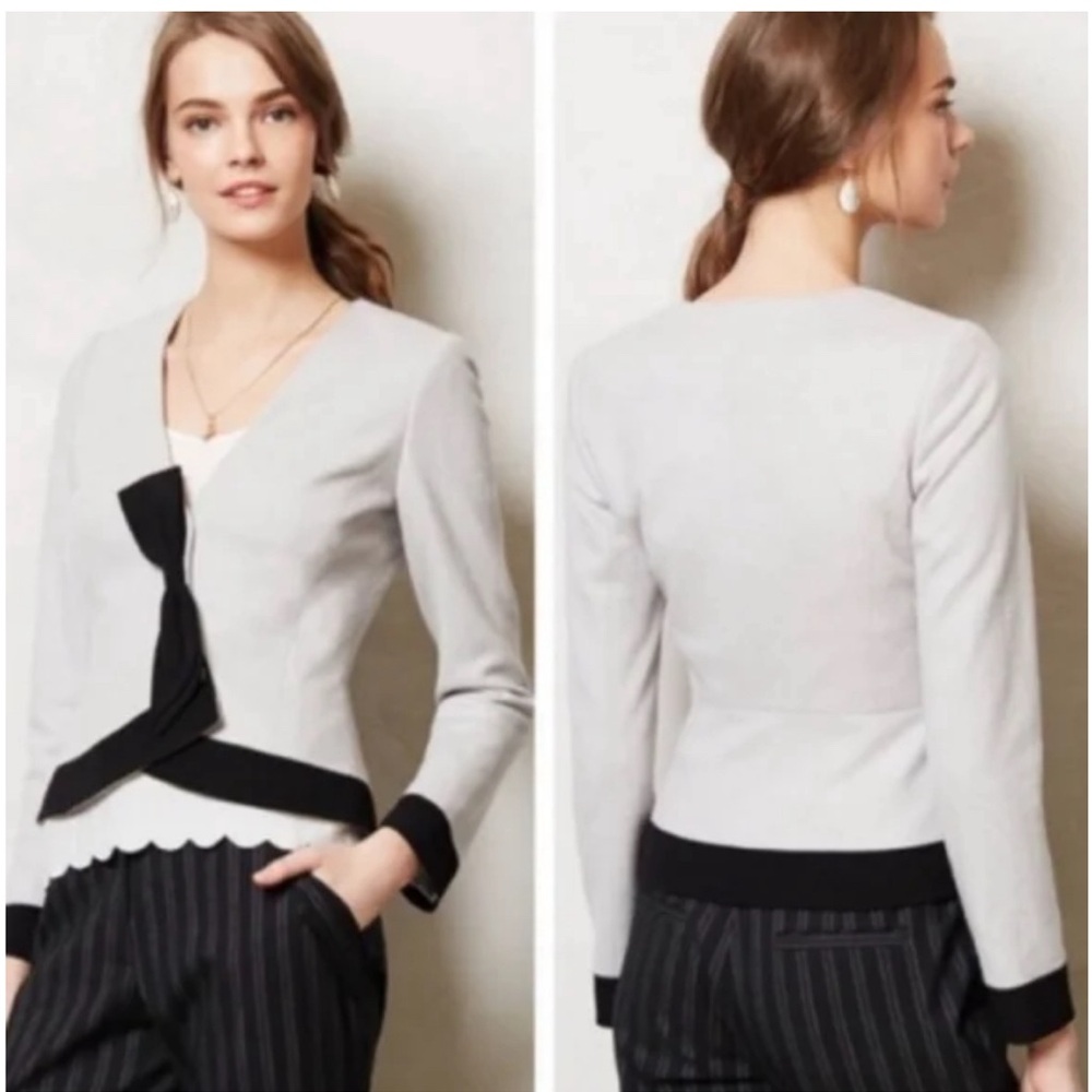 Black and Grey, Bow detail Elevenses suit Jacket, Size 8